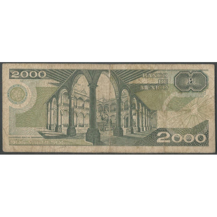 Mexico 2.000 Pesos 28 Mar 1989 Serie DZ P86c reverso