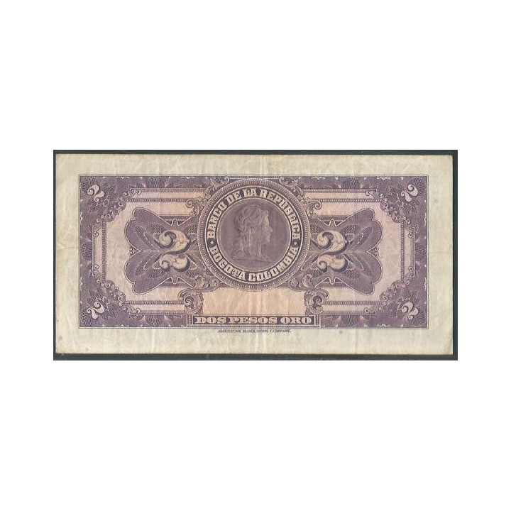 Billete de 2 Pesos 1 Ene 1945 BGW088 reverso