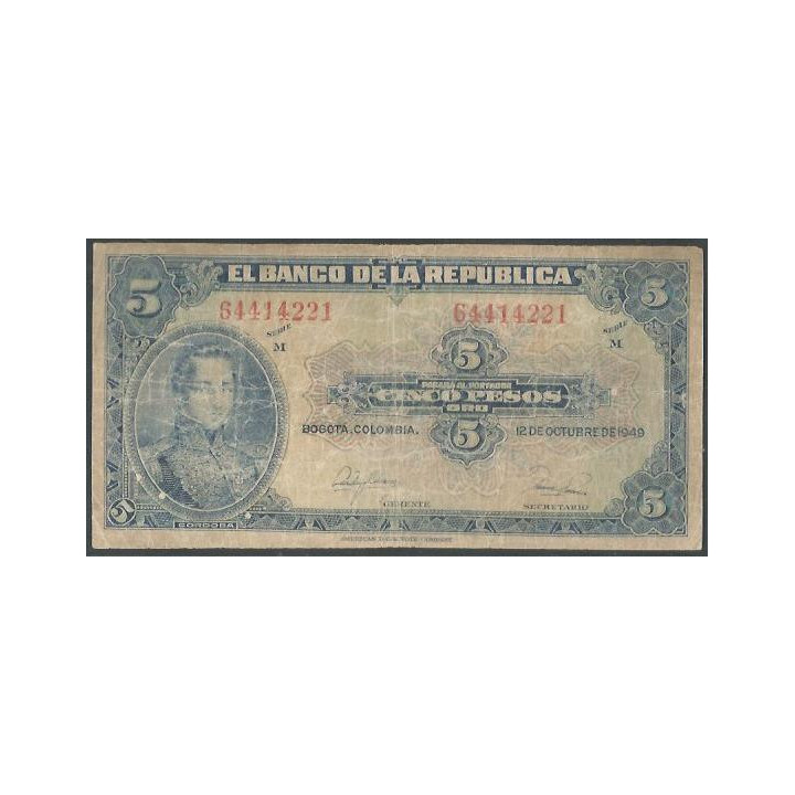 Billete de 5 Pesos 12 Oct 1949 BGW122