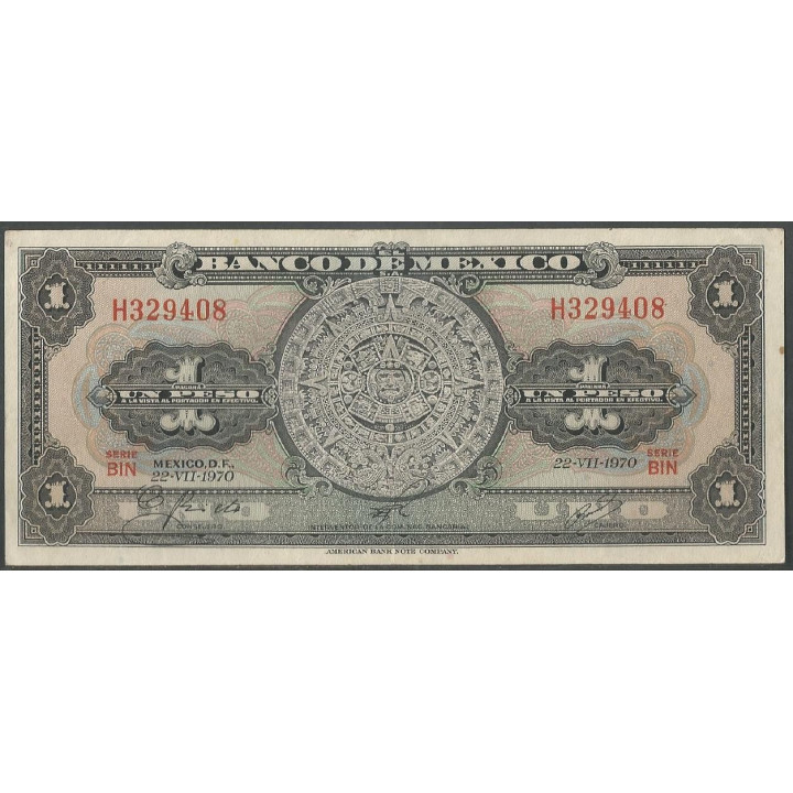 Mexico 1 Peso 22 Jul 1970 Serie BIN P59l