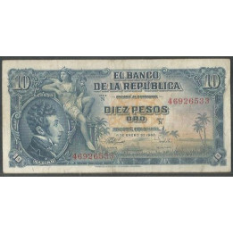 Billete de 10 Pesos 1 ene 1960 N46926533 BGW175