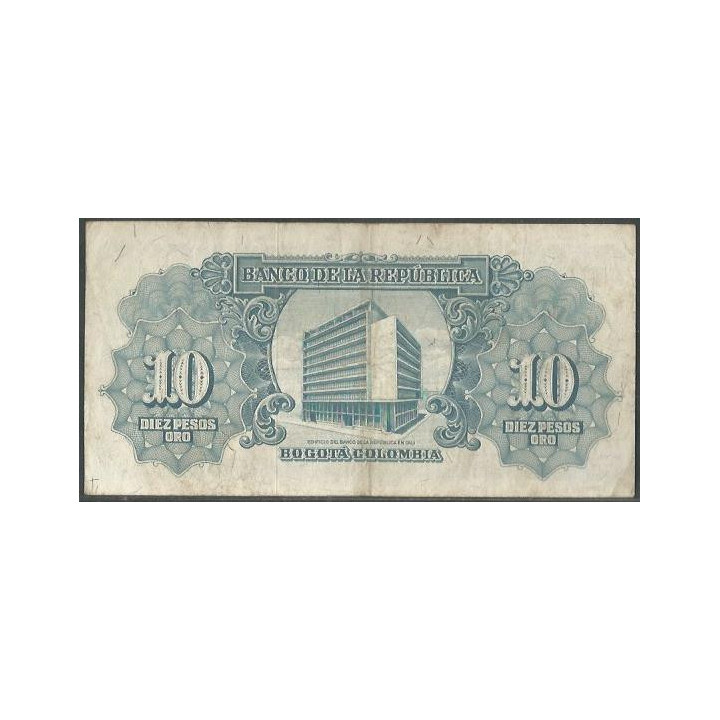 Billete de 10 Pesos 1 ene 1960 N46926533 BGW175 reverso