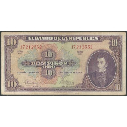 Billete de 10 Pesos 2 Ene 1963 8 Dig. BGW178
