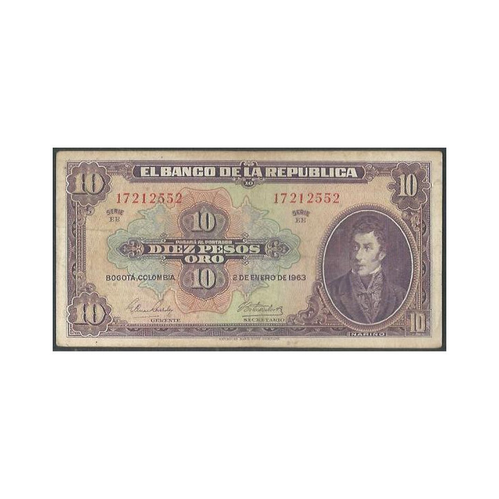 Billete de 10 Pesos 2 Ene 1963 8 Dig. BGW178