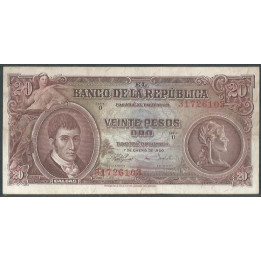 Billete de 20 Pesos 1 ene 1960 BGW219