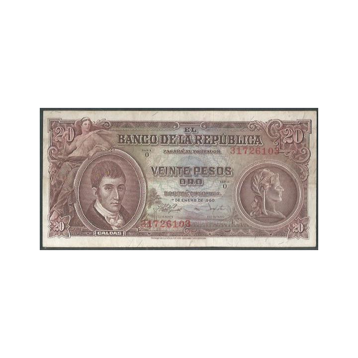 Billete de 20 Pesos 1 ene 1960 BGW219