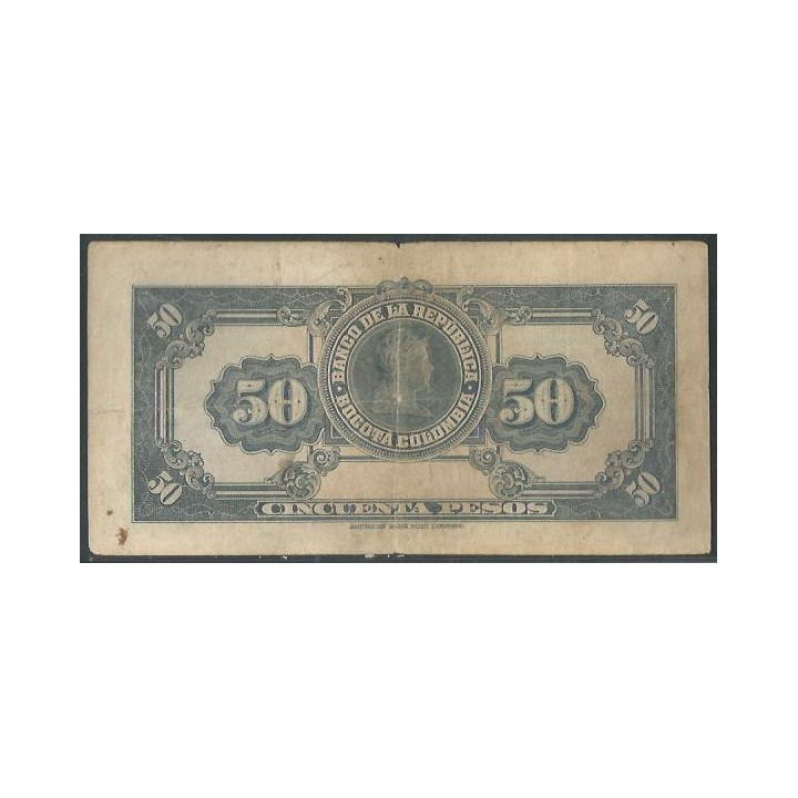 Billete de 50 Pesos 1 Ene 1957 BGW257 reverso