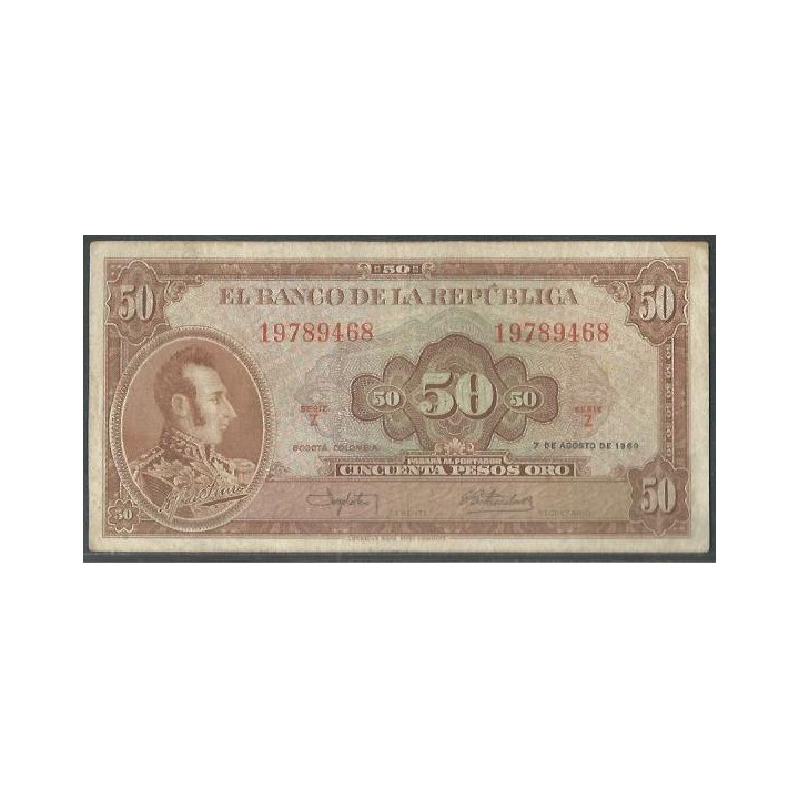 Billete de 50 Pesos 7 Ago 1960 BGW259
