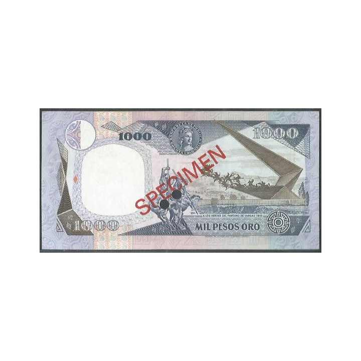 Billete de 1.000 Pesos 1 Ene 1986 "Specimen" BGW415s reverso