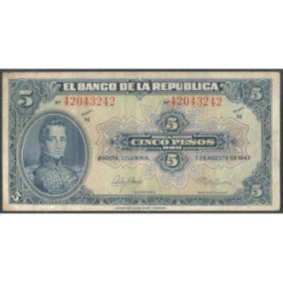 Billete de 5 Pesos 7 Ago 1947 BGW121