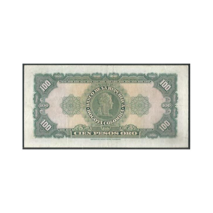 Billete de 100 Pesos 20 Jul 1967 BGW297 reverso