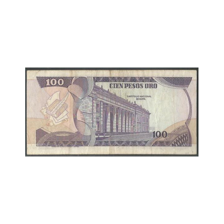 Billete de 100 Pesos 1 Ene 1980 Serie A BGW312 reverso