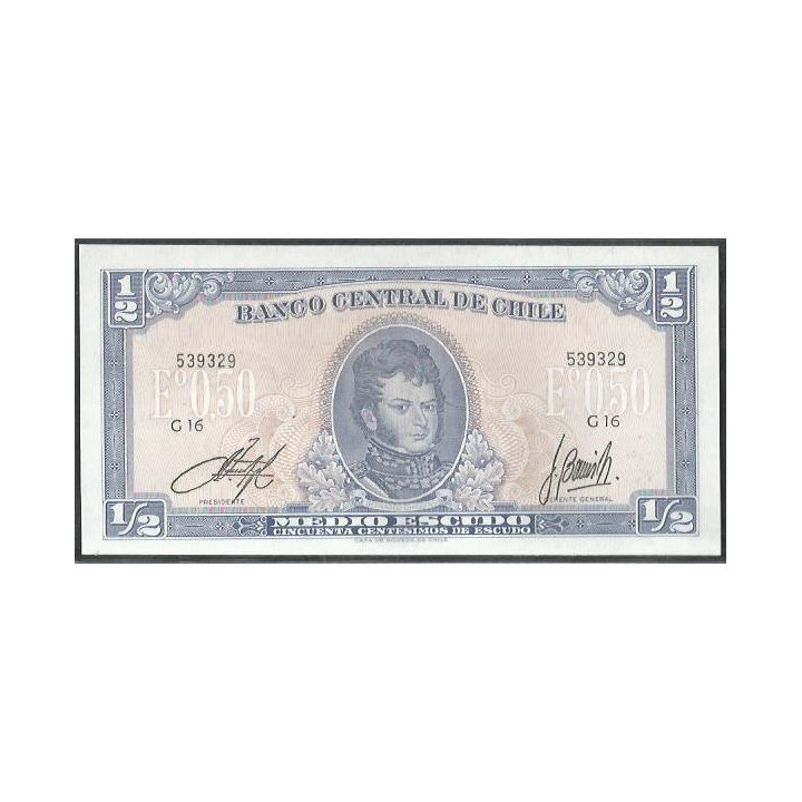Chile 1/2 Escudo ND1962-75 Serie G Firma 3-1 P134Aa