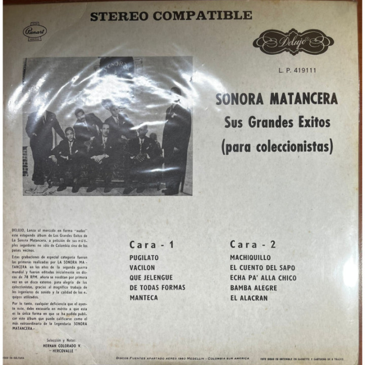 Sonora Matancera - Sus Grandes Exitos - Colombia reverso