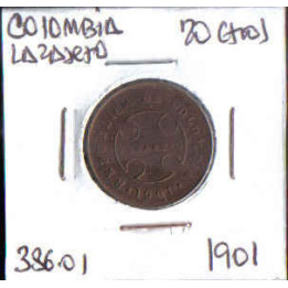 Colombia 20 Centavos 1901 Lazareto JER386.01