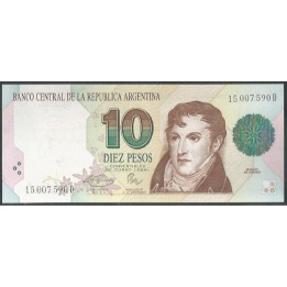 Argentina 10 Pesos ND1993 Serie D P342b