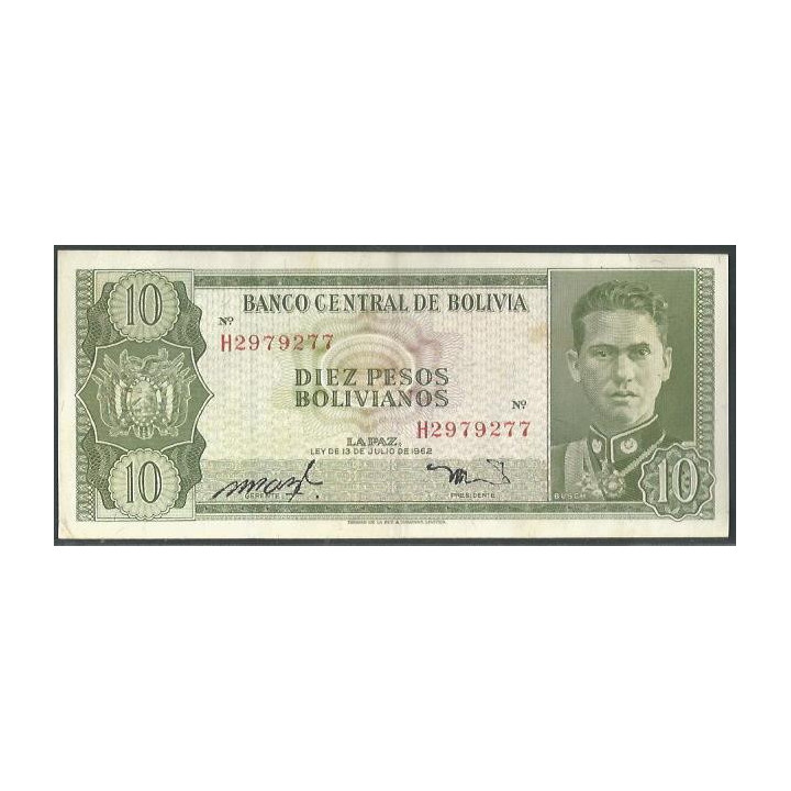 Bolivia 10 Pesos Bolivianos L 13 Jul 1962 Serie H P154a