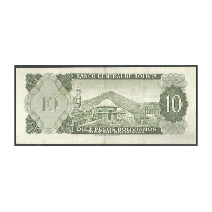 Bolivia 10 Pesos Bolivianos L 13 Jul 1962 Serie H P154a reverso
