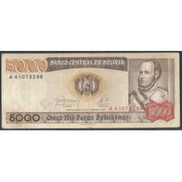 Bolivia 5.000 Pesos Bolivianos D 10 Feb 1984 Serie A P168a