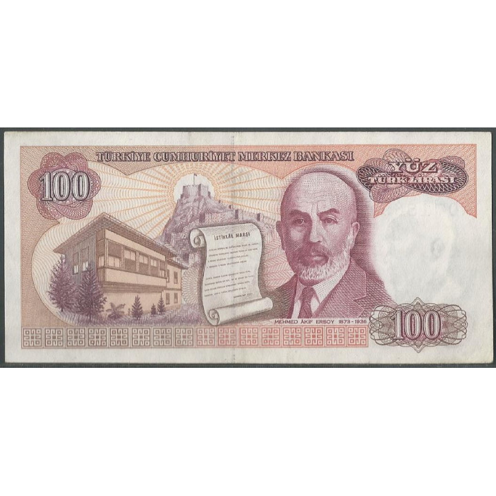 Turkya 100 Liras L1970 (1984) P194b reverso