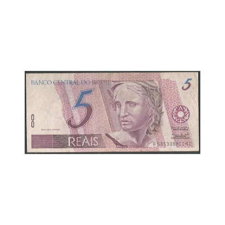 Brasil 5 Reales ND1997- Firma 39 P244Ad