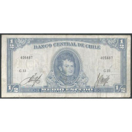 Chile 1/2 Escudo ND1962-75 Serie G Firma 3-2 P134Aa