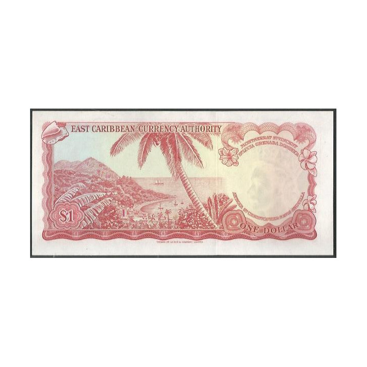 Estados del Caribe Oriental 1 Dollar ND1965 Firma 9 P13f reverso