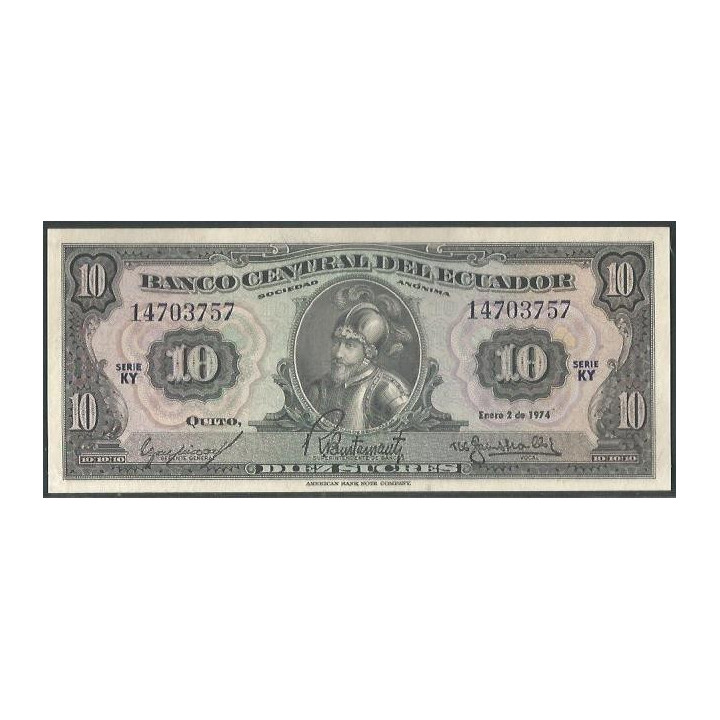 Ecuador 10 Sucres 2 Ene 1974 KY P101Ab