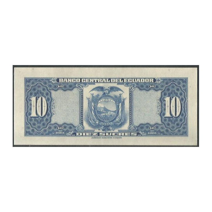 Ecuador 10 Sucres 2 Ene 1974 KY P101Ab reverso