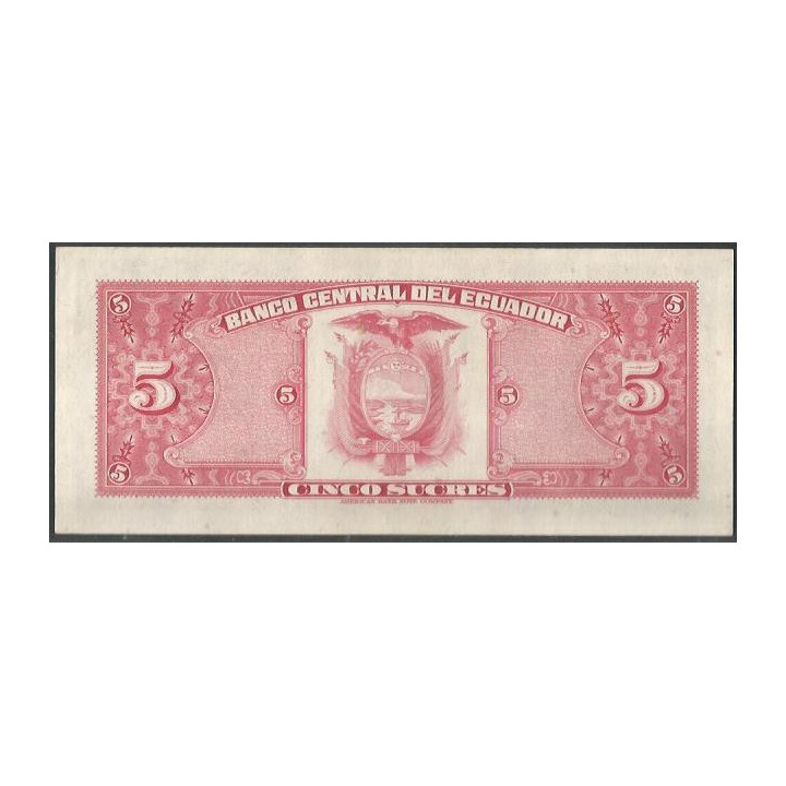 Ecuador 5 Sucres 29 Abr 1977 HÑ P108a reverso