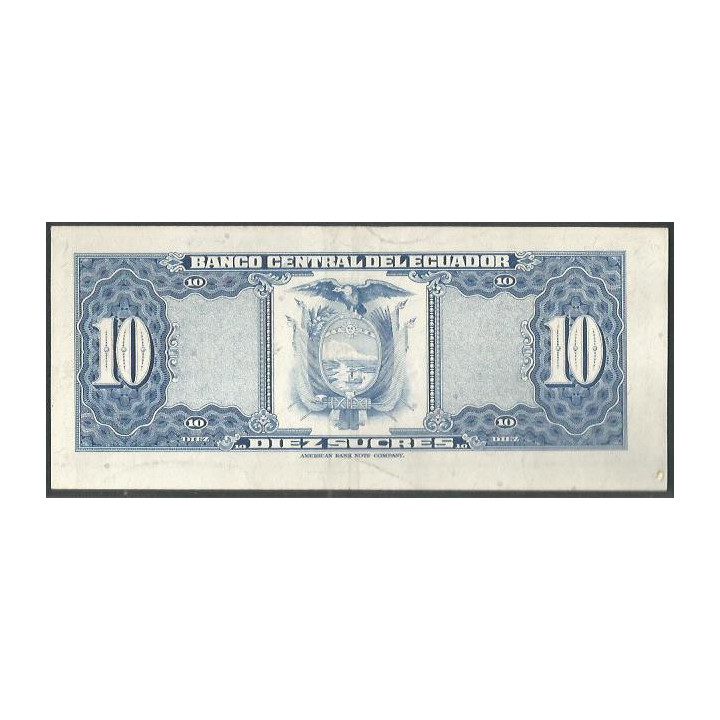 Ecuador 10 Sucres 10 Ago 1976 LC P109 reverso