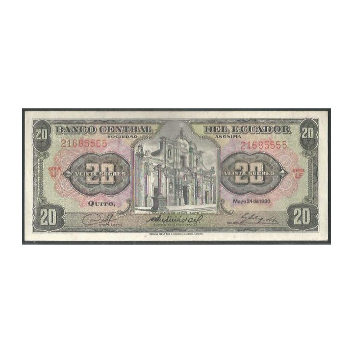 Ecuador 20 Sucres 24 May 1980 LF Firma 5 P115b
