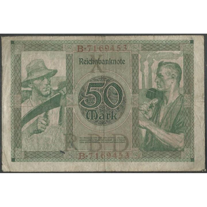 Alemania 50 Mark 23 Jul 1920 P68 reverso