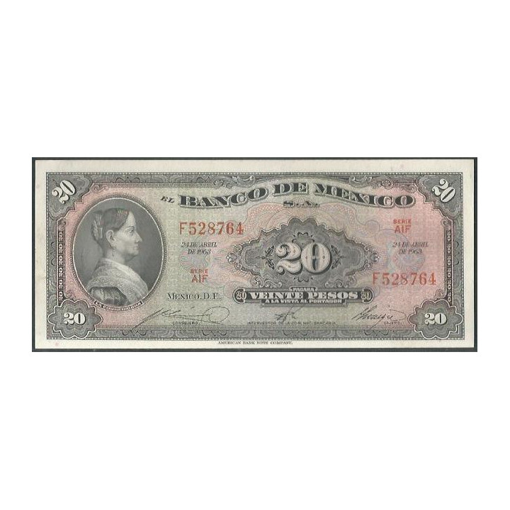 Mexico 20 Pesos 24 Abr 1963 AIF P54k
