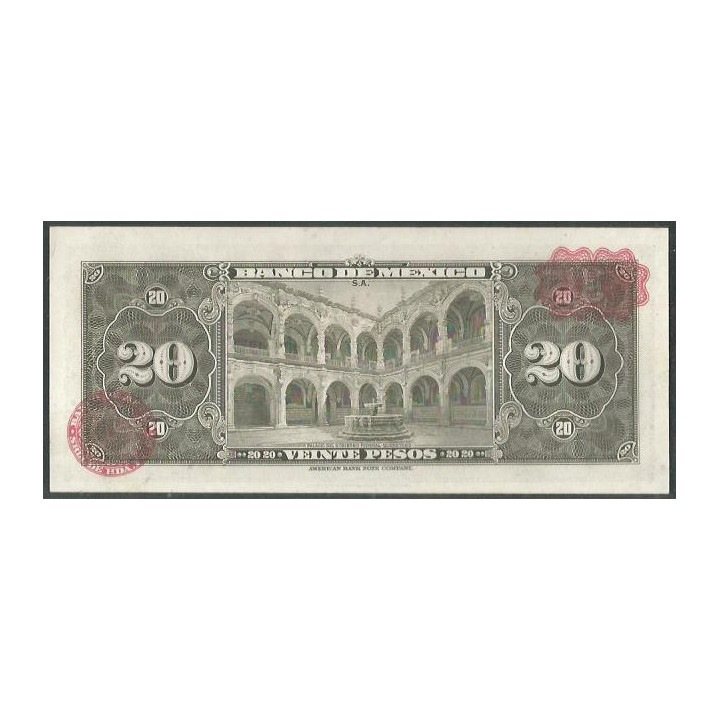 Mexico 20 Pesos 24 Abr 1963 AIF P54k reverso