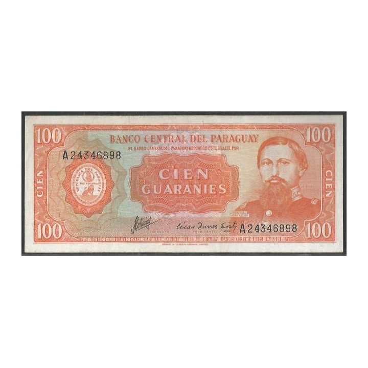 Paraguay 100 Guaranies L1952 P199b