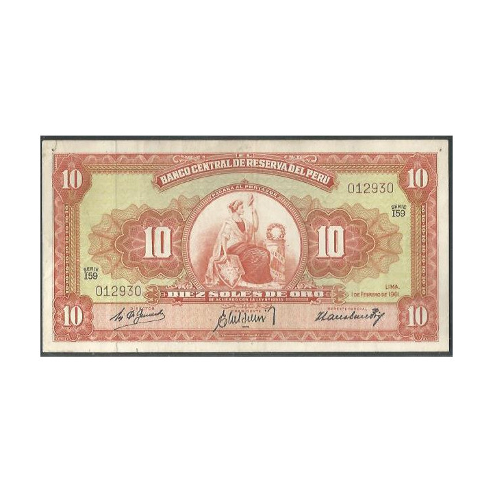 Peru 10 Soles 1 Feb 1961 P82A