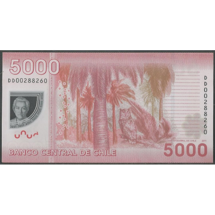 Chile 5.000 Pesos 2011 P163b reverso