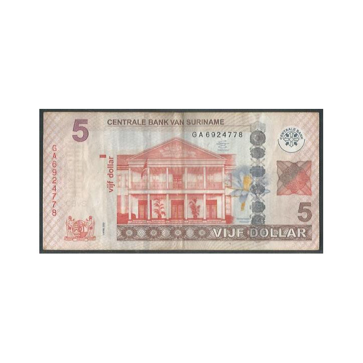 Suriname 5 Dollars 1 Abr 2012 P162b