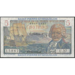 Saint Pierre & Michelon 5 Francs ND1950-60 P22