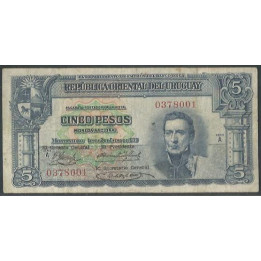 Uruguay 5 Pesos L1939 Serie A P36a