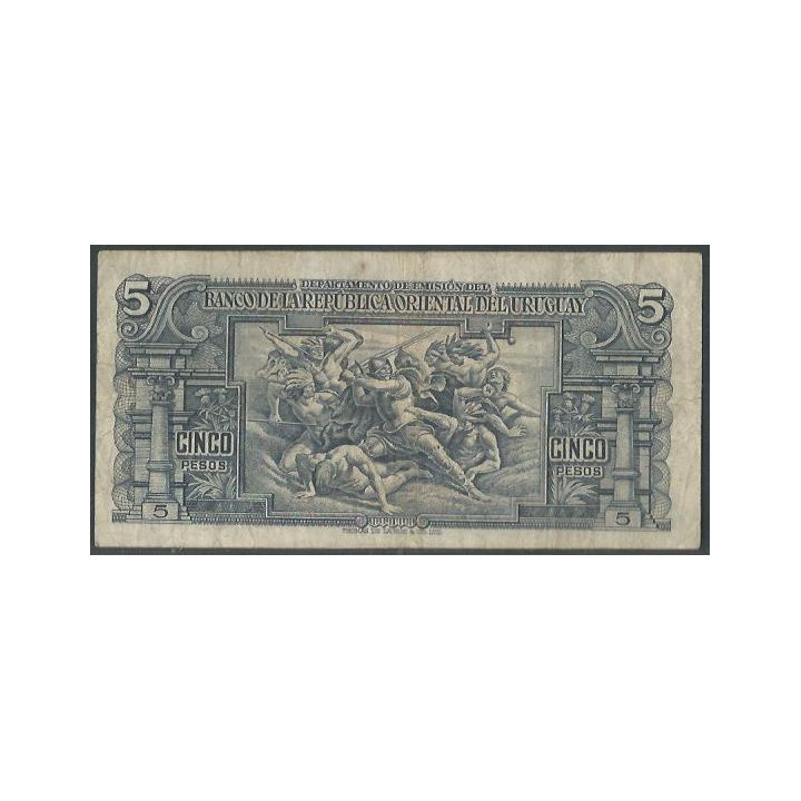 Uruguay 5 Pesos L1939 Serie A P36a reverso