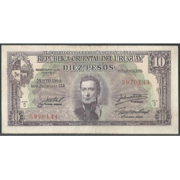 Uruguay 10 Pesos L1939 Serie D P37d