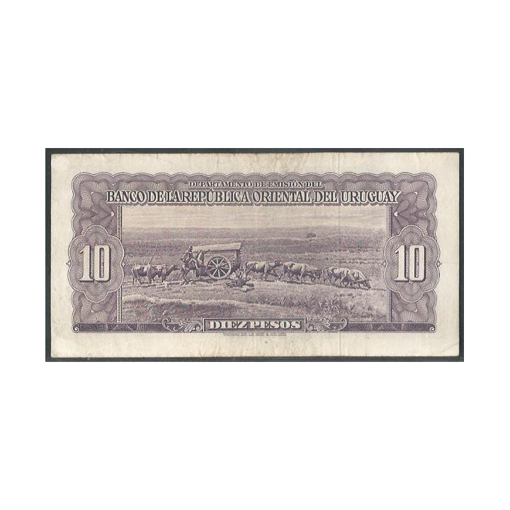 Uruguay 10 Pesos L1939 Serie D P37d reverso