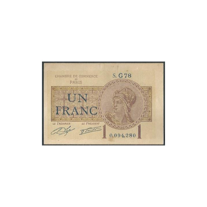 Francia - Camara de Comercio de Paris 1 Franc 1923