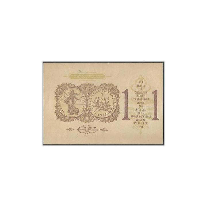 Francia - Camara de Comercio de Paris 1 Franc 1923 reverso