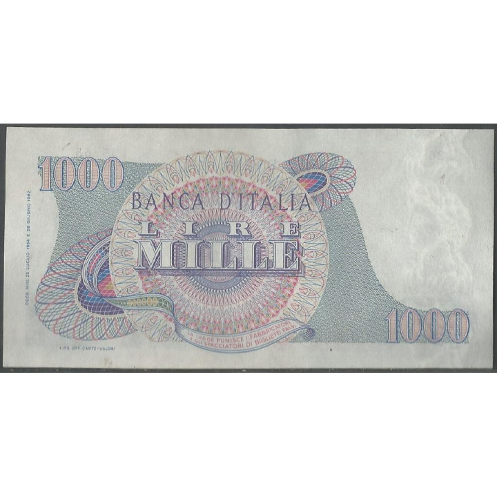 Italia 1.000 Liras 25 Jul 1964 P96c reverso
