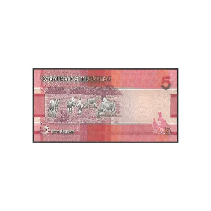 Gambia 5 Dalasis ND2023 P37c reverso