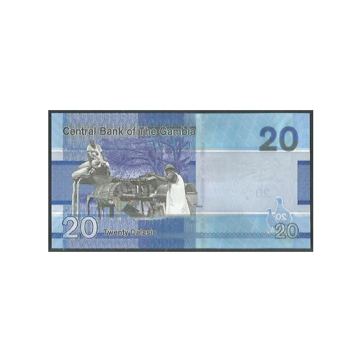 Gambia 20 Dalasis ND2023 P39c reverso