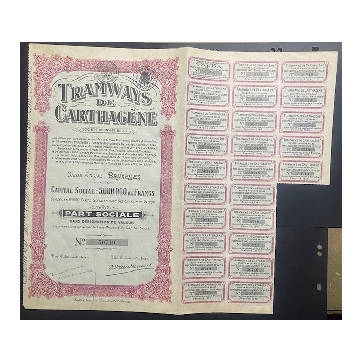 Belgica - Tramways de Carthagene 28 Nov 1898
